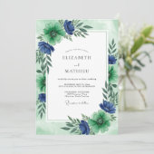Emerald Green Radiant Floral Wedding 招待状 (スタンド正面)