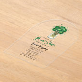 Emerald Green Ranunculus Mason Jar Bridal Shower アクリル招待状 (レイダウン)