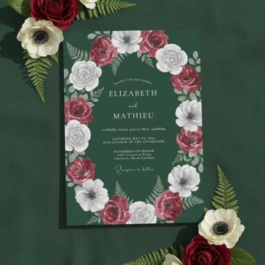 Emerald Green Regal Winter Wedding 招待状