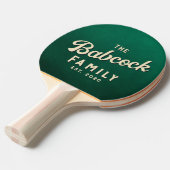 Emerald Green Retro Family Name & Year 卓球ラケット (正面アングル)