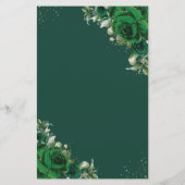 Emerald Green Roses Floral Flowers Menu Sheet  チラシ (裏面)