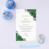 Emerald Green Roses Floral Flowers Menu Sheet  チラシ (シングル)