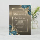  Emerald Green Roses Frame Brown Retirement Party 招待状 (スタンド正面)