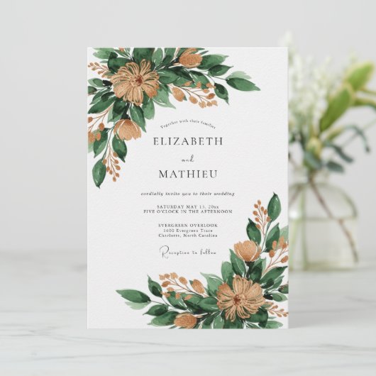 Emerald Green Rustic Forest Wedding 招待状 (スタンド正面)
