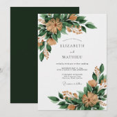 Emerald Green Rustic Forest Wedding 招待状 (正面/裏面)