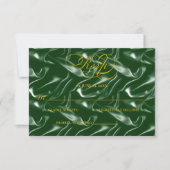 Emerald Green Silk Wedding RSVP card (正面)