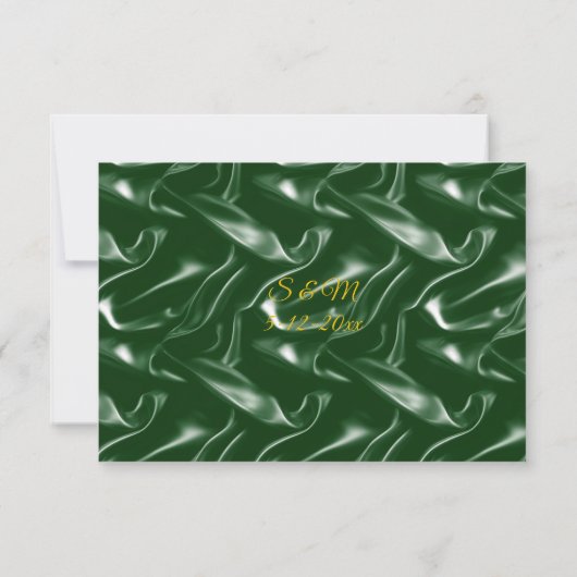Emerald Green Silk Wedding RSVP card (裏面)