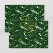 Emerald Green Silk Wedding RSVP card (正面/裏面)