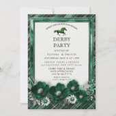 Emerald Green Silver Horse Derby Party Invitation  招待状 (正面)