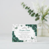 Emerald Green Silver Quinceanera Reception Details エンクロージャーカード (スタンド正面)