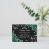 Emerald Green Silver Quinceanera Reception Details エンクロージャーカード (スタンド正面)