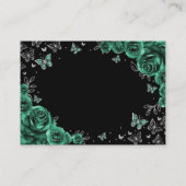 Emerald Green Silver Quinceanera Reception Details エンクロージャーカード (裏面)