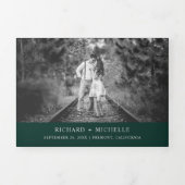 Emerald Green Silver World Map All in One Wedding 三つ折り招待状 (カバー)