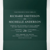 Emerald Green Silver World Map All in One Wedding 三つ折り招待状 (内部中)