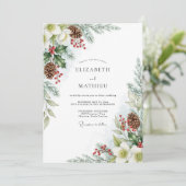Emerald Green Snowy Winter Wedding 招待状 (スタンド正面)