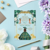 Emerald Green Spanish Boots Gold 15 Años Birthday アクリル招待状 (インサイチュ (ウェディング))