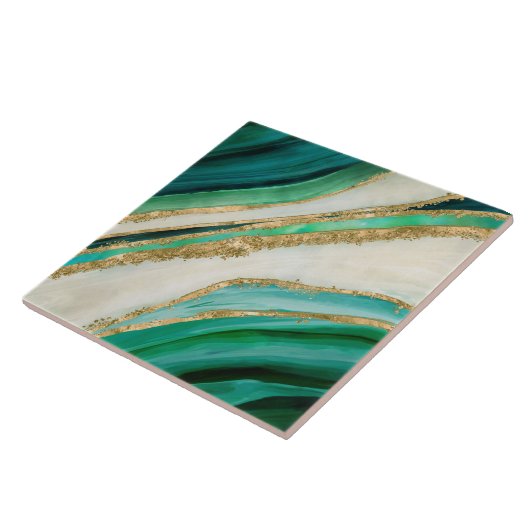 Emerald green watercolor and gold タイル (側面)