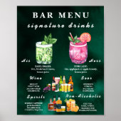  Emerald Green Wedding Bar Menu  ポスター (正面)