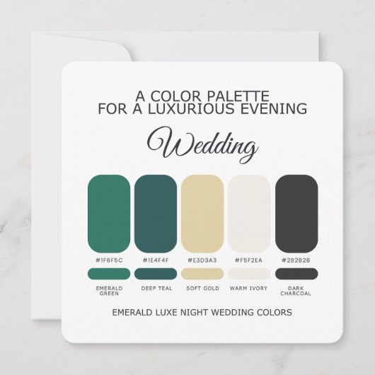 Emerald Green Wedding Color Palette Card 招待状 (正面)