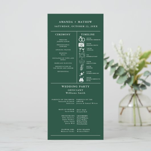 Emerald Green Wedding Infographic Program (スタンド正面)