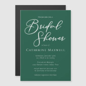 Emerald Green White Typography Bridal Shower マグネット招待状 (正面/裏面)