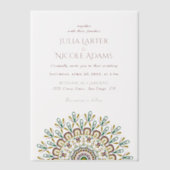 Emerald Green Wild Amazon Forest Mandala Wedding ベラム紙招待状 (正面)