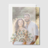 Emerald Green Wild Amazon Forest Mandala Wedding ベラム紙招待状 (オフセット (カップル))