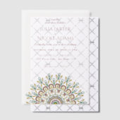 Emerald Green Wild Amazon Forest Mandala Wedding ベラム紙招待状 (オフセット (招待状))