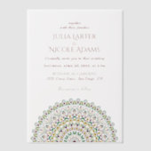 Emerald Green Wild Amazon Forest Mandala Wedding ベラム紙招待状 (正面)