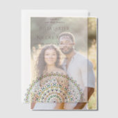 Emerald Green Wild Amazon Forest Mandala Wedding ベラム紙招待状 (オフセット (カップル))