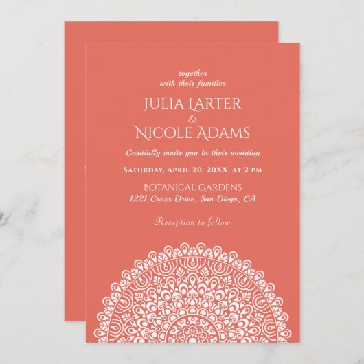 Emerald Green Wild Amazon Forest Mandala Wedding 招待状 (正面/裏面)