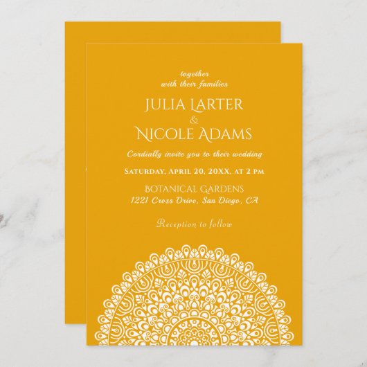 Emerald Green Wild Amazon Forest Mandala Wedding 招待状 (正面/裏面)