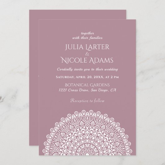 Emerald Green Wild Amazon Forest Mandala Wedding 招待状 (正面/裏面)