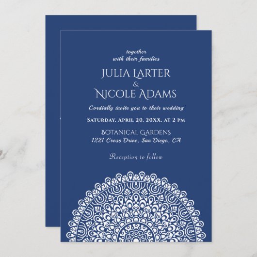 Emerald Green Wild Amazon Forest Mandala Wedding 招待状 (正面/裏面)