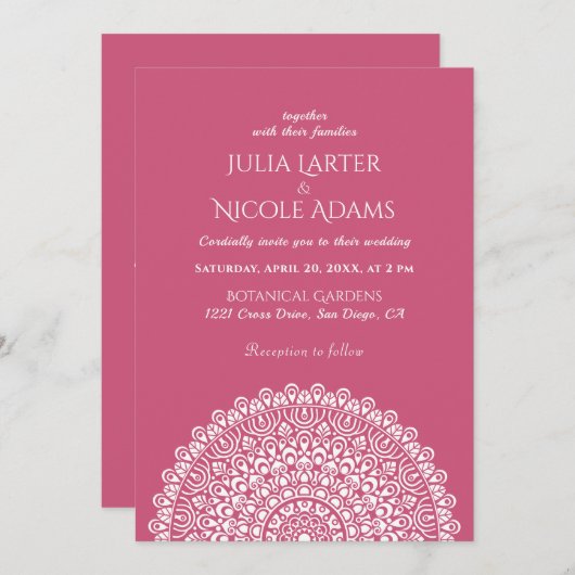 Emerald Green Wild Amazon Forest Mandala Wedding 招待状 (正面/裏面)