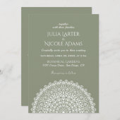 Emerald Green Wild Amazon Forest Mandala Wedding 招待状 (正面/裏面)