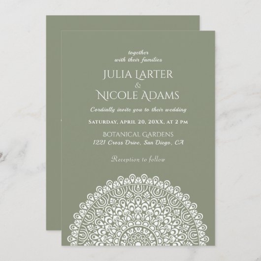 Emerald Green Wild Amazon Forest Mandala Wedding 招待状 (正面/裏面)