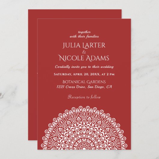 Emerald Green Wild Amazon Forest Mandala Wedding 招待状 (正面/裏面)