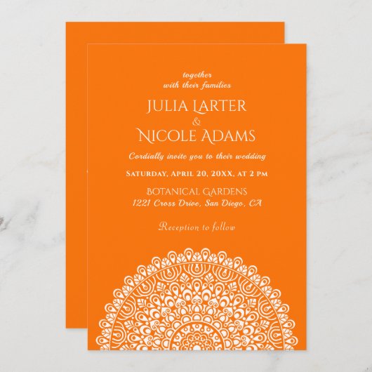 Emerald Green Wild Amazon Forest Mandala Wedding 招待状 (正面/裏面)