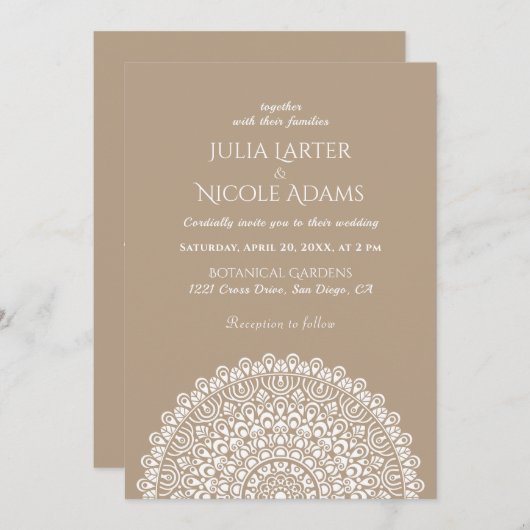 Emerald Green Wild Amazon Forest Mandala Wedding 招待状 (正面/裏面)