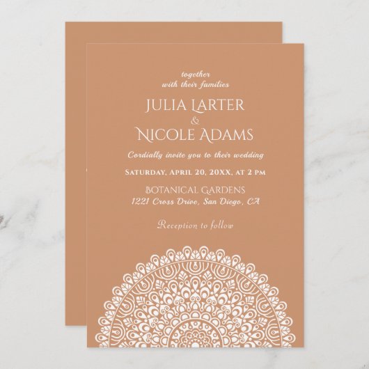 Emerald Green Wild Amazon Forest Mandala Wedding 招待状 (正面/裏面)