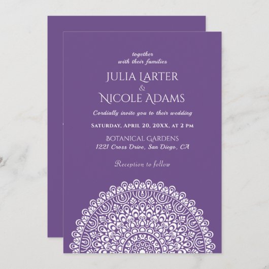 Emerald Green Wild Amazon Forest Mandala Wedding 招待状 (正面/裏面)