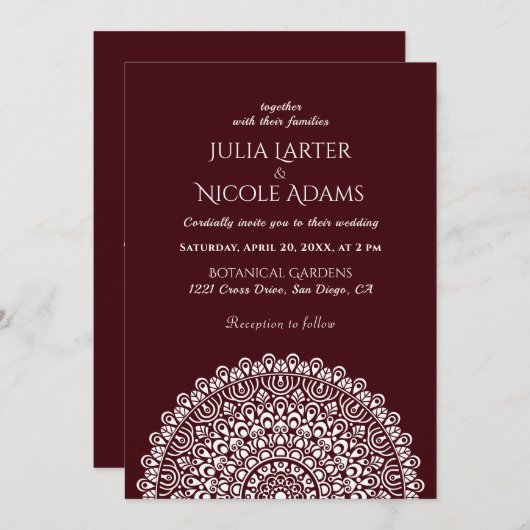 Emerald Green Wild Amazon Forest Mandala Wedding 招待状 (正面/裏面)