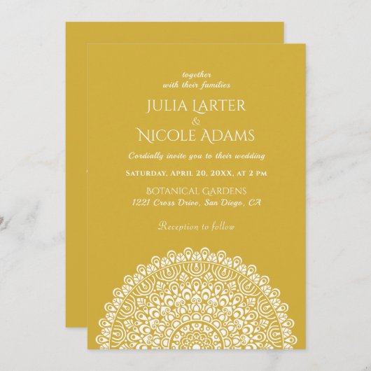 Emerald Green Wild Amazon Forest Mandala Wedding 招待状 (正面/裏面)