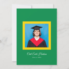 Emerald Green Yellow White High School Photo Grad 案内状