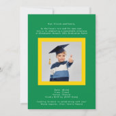 Emerald Green Yellow White High School Photo Grad 案内状 (裏面)