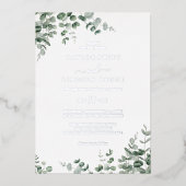 Emerald Greenery | シルバーフォイル ウェディング  箔招待状 (正面)