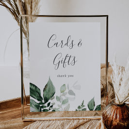 Emerald Greenery Cards and Gifts Sign ポスター