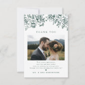 Emerald Greenery Vintage Botanical Simple Wedding サンキューカード (正面)