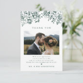 Emerald Greenery Vintage Botanical Simple Wedding サンキューカード (スタンド正面)